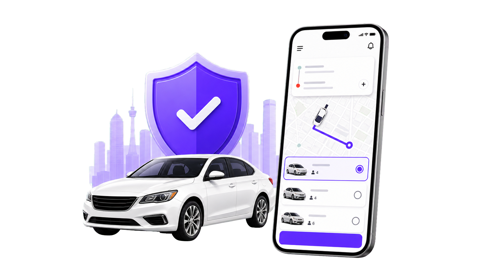 JRide safety shield, car and app tracking preview